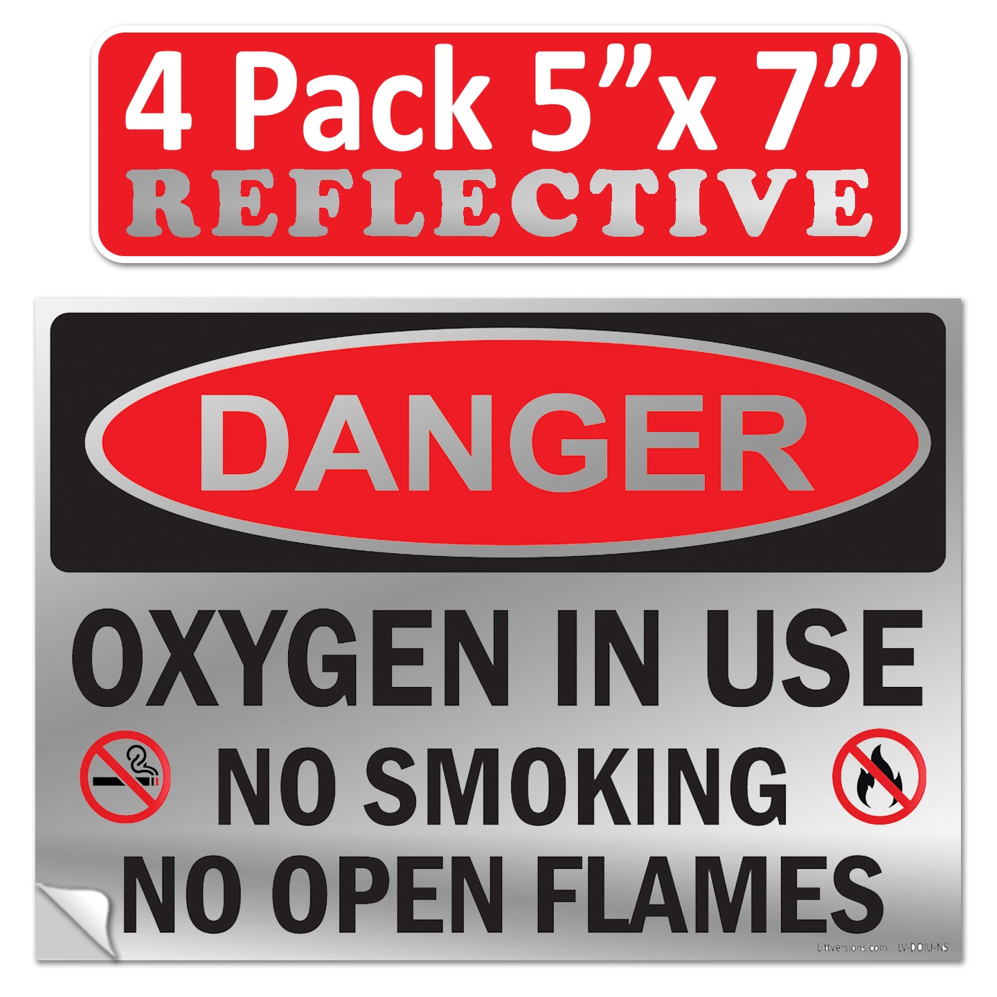 Danger Oxygen In Use No Smoking No Open Flames OSHA WARNING Safety Hazard Label Sign Decal 6 mil Laminated Engineer Grade UV Protected ANSI NFPA Weather Resistant Indoor Outdoor 42664