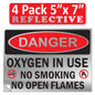 Danger Oxygen In Use No Smoking No Open Flames OSHA WARNING Safety Hazard Label Sign Decal 6 mil Laminated Engineer Grade UV Protected ANSI NFPA Weather Resistant Indoor Outdoor 42664