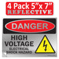 Danger High Voltage, Electrical Shock Hazard OSHA WARNING Label Sign Decal 6 mil Laminated Engineer Grade UV Protected Red Black White ANSI NFPA Weather Resistant Indoor Outdoor 131702