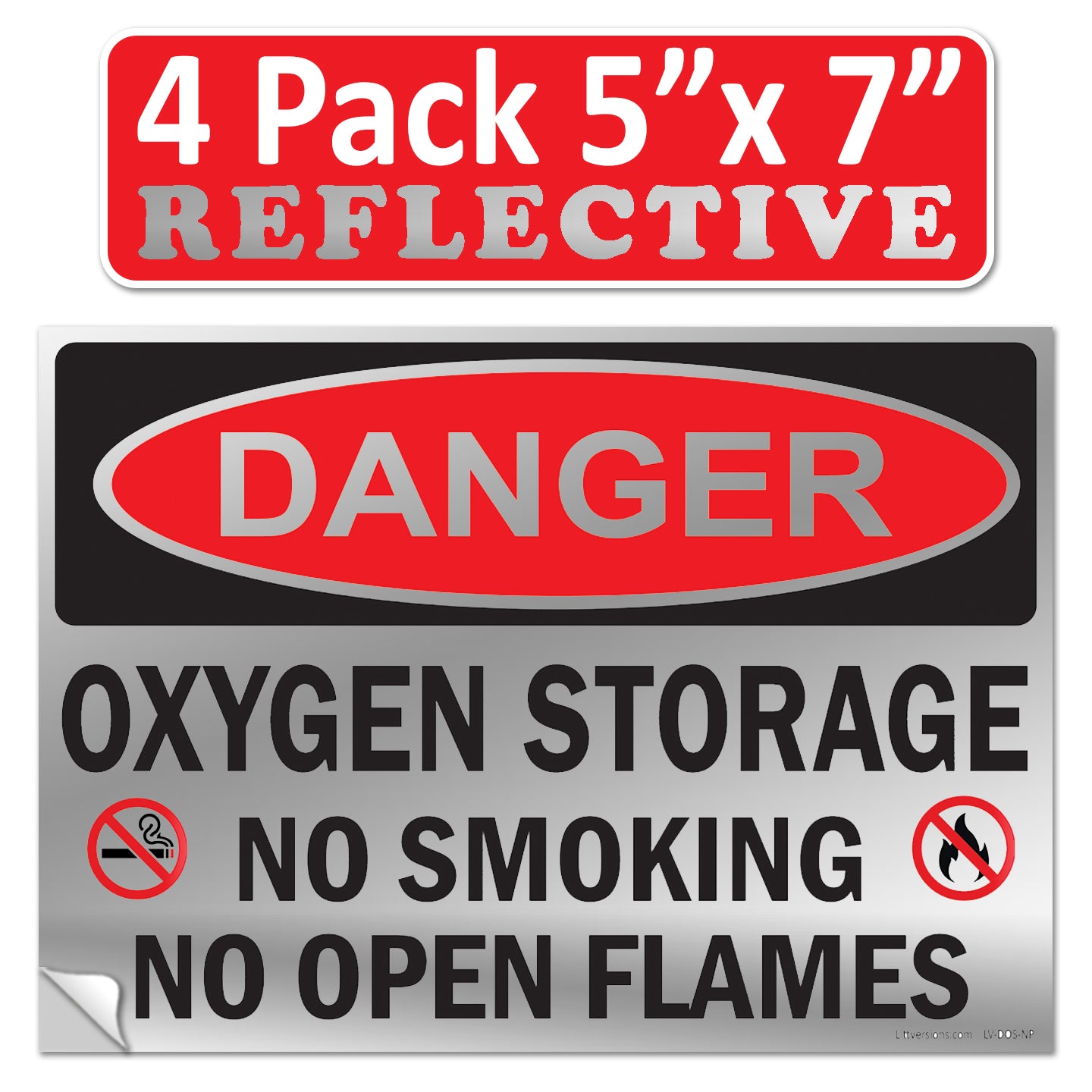 Danger Oxygen Storage No Smoking No Open Flames OSHA WARNING Safety Hazard Label Sign Decal 6 mil Laminated Engineer Grade UV Protected ANSI NFPA Weather Resistant Indoor Outdoor 103927