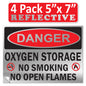 Danger Oxygen Storage No Smoking No Open Flames OSHA WARNING Safety Hazard Label Sign Decal 6 mil Laminated Engineer Grade UV Protected ANSI NFPA Weather Resistant Indoor Outdoor 103927
