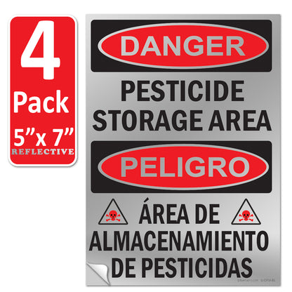 Danger - Pesticide Insecticide Storage Area OSHA WARNING Safety Hazard Label Sign Decal 6 mil Laminated Engineer Grade UV Protected ANSI NFPA Weather Resistant Indoor Outdoor 46440 126956