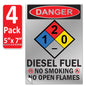 Danger Diesel Fuel No Smoking No Open Flames OSHA WARNING Safety Hazard Label Sign Decal 6 mil Laminated Engineer Grade UV Protected ANSI NFPA Fade/Weather Resistant Indoor Outdoor 123631
