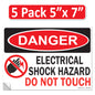 Danger Electrical Shock Hazard Do Not Touch OSHA WARNING Label Sign Decal 6 mil Laminated Engineer Grade UV Protected Red Black White ANSI NFPA Weather Resistant Indoor Outdoor use 127016