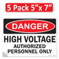 Danger High Voltage Authorized Personnel Only OSHA WARNING Label Sign Decal 6 mil Laminated Engineer Grade UV Protected Red Black White ANSI NFPA Weather Resistant Indoor Outdoor 123697