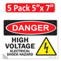 Danger High Voltage, Electrical Shock Hazard OSHA WARNING Label Sign Decal 6 mil Laminated Engineer Grade UV Protected Red Black White ANSI NFPA Weather Resistant Indoor Outdoor 131702