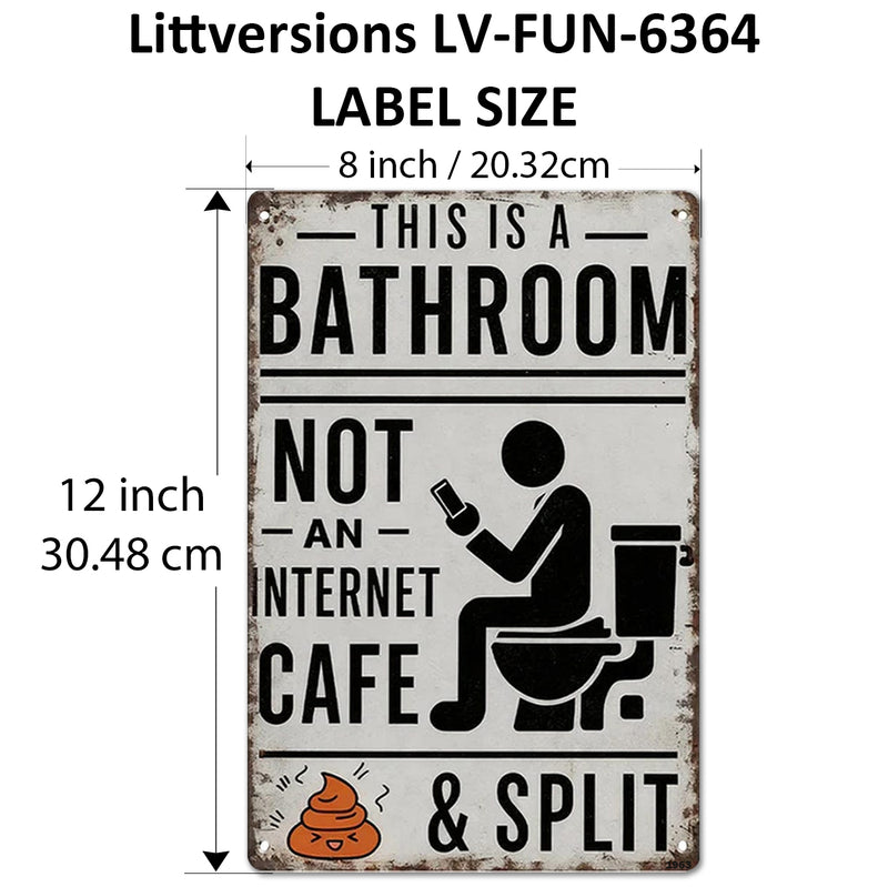2 Pack 8"x12" Vintage Funny Bathroon Sign Vinyl Laminated Decals "This Is A Bathroom Not An Internet Cafe" Unique Gift Home Farmhouse Washroom Rustic Humor Décor Art Poster Pub Wall Art
