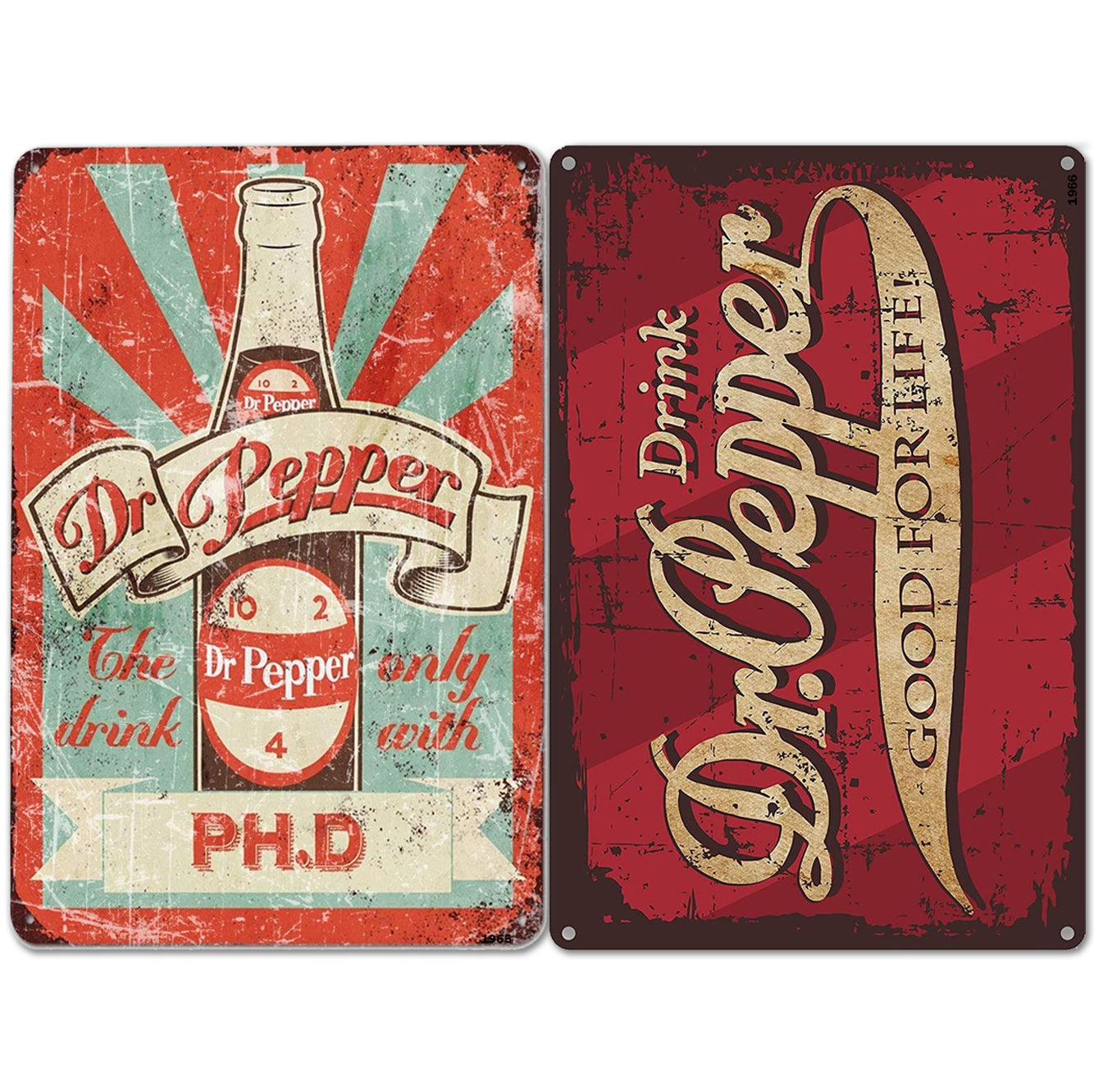 2 Pack 8"x12" Vintage Funny Bar Signs Vinyl Laminated Decals "Dr. Pepper Good for Life" Unique Gift Dr Pepper Lovers Home Bar Basement Garage ManCave Rustic Humor Décor Art Poster Pub Wall Art