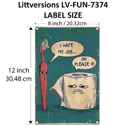 2 Pack  8"x12" Vintage Funny Home Signs Vinyl Laminated Decals "I Hate my Job" & "F Given O" Modern House Style Hilarious Humor Decor Home Bedroom Bathroom Poster Wall Art