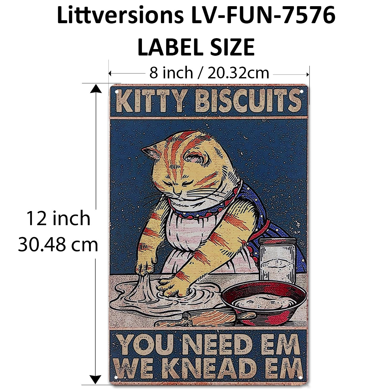 2 Pack  8"x12" Vintage Funny Home Signs Vinyl Laminated Decals "Kitty Biscuits" & "Remember to Wipe" Modern House Style Hilarious Humor Decor Home Kitchen Bathroom Poster Wall Art