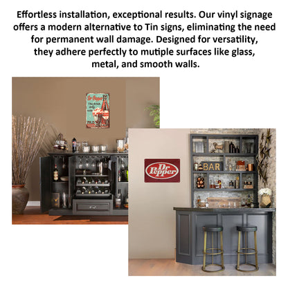 2 Pack  8"x12" Vintage Funny Bar Signs Vinyl Laminated Decals "Dr Pepper" Unique Gift Dr Pepper Lovers Home Bar Basement Garage ManCave Rustic Humor Décor Art Poster Pub Wall Art