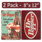 2 Pack  8"x12" Vintage Funny Bar Signs Vinyl Laminated Decals "Dr Pepper" Unique Gift Dr Pepper Lovers Home Bar Basement Garage ManCave Rustic Humor Décor Art Poster Pub Wall Art