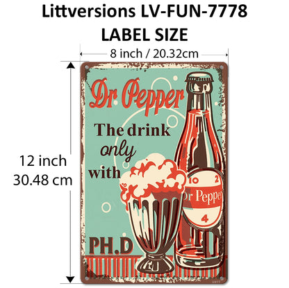 2 Pack  8"x12" Vintage Funny Bar Signs Vinyl Laminated Decals "Dr Pepper" Unique Gift Dr Pepper Lovers Home Bar Basement Garage ManCave Rustic Humor Décor Art Poster Pub Wall Art