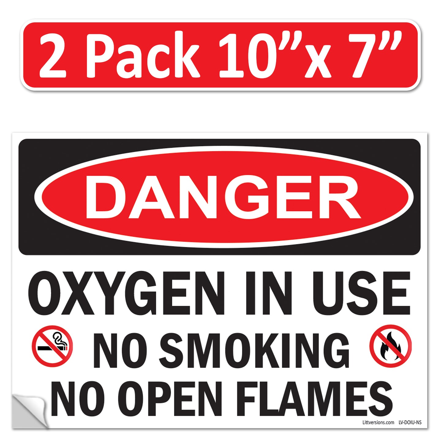 Danger Oxygen In Use No Smoking No Open Flames OSHA WARNING Safety Hazard Label Sign Decal 6 mil Laminated Engineer Grade UV Protected ANSI NFPA Weather Resistant Indoor Outdoor 42664