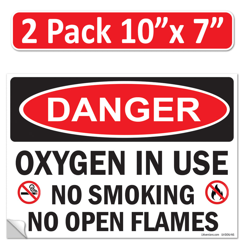 Danger Oxygen In Use No Smoking No Open Flames OSHA WARNING Safety Hazard Label Sign Decal 6 mil Laminated Engineer Grade UV Protected ANSI NFPA Weather Resistant Indoor Outdoor 42664