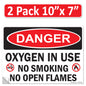 Danger Oxygen In Use No Smoking No Open Flames OSHA WARNING Safety Hazard Label Sign Decal 6 mil Laminated Engineer Grade UV Protected ANSI NFPA Weather Resistant Indoor Outdoor 42664