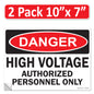 Danger High Voltage Authorized Personnel Only OSHA WARNING Label Sign Decal 6 mil Laminated Engineer Grade UV Protected Red Black White ANSI NFPA Weather Resistant Indoor Outdoor 123697