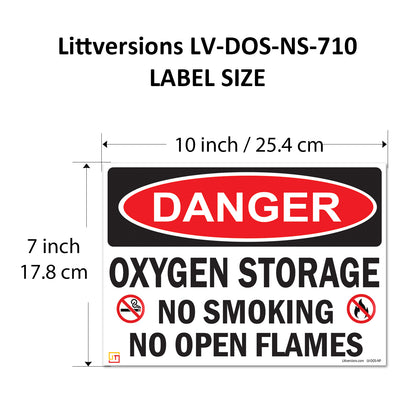 Danger Oxygen Storage No Smoking No Open Flames OSHA WARNING Safety Hazard Label Sign Decal 6 mil Laminated Engineer Grade UV Protected ANSI NFPA Weather Resistant Indoor Outdoor 103927
