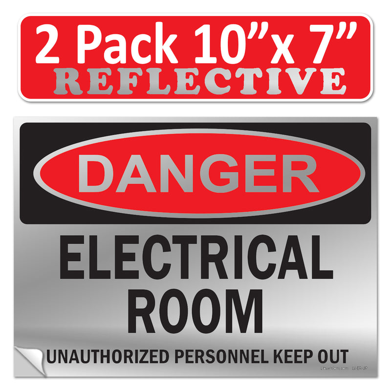 Danger Electrical Room, Unauthorized Personnel Keep Out OSHA WARNING Safety Hazard Label Sign Decal 6 mil Laminated Engineer Grade UV Protected ANSI NFPA Weather Resistant Indoor Outdoor