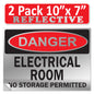 Danger Electrical Room, No Storage Permitted OSHA WARNING Safety Hazard Label Sign Decal 6 mil Laminated Engineer Grade UV Protected ANSI NFPA Weather Resistant Indoor Outdoor Use 127004