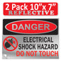 Danger Electrical Shock Hazard Do Not Touch OSHA WARNING Label Sign Decal 6 mil Laminated Engineer Grade UV Protected Red Black White ANSI NFPA Weather Resistant Indoor Outdoor use 127016