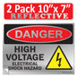 Danger High Voltage, Electrical Shock Hazard OSHA WARNING Label Sign Decal 6 mil Laminated Engineer Grade UV Protected Red Black White ANSI NFPA Weather Resistant Indoor Outdoor 131702