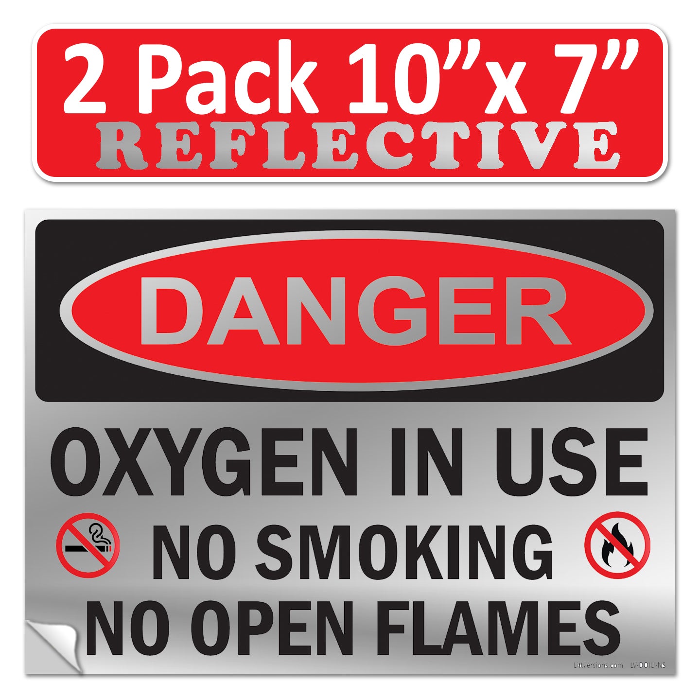 Danger Oxygen In Use No Smoking No Open Flames OSHA WARNING Safety Hazard Label Sign Decal 6 mil Laminated Engineer Grade UV Protected ANSI NFPA Weather Resistant Indoor Outdoor 42664