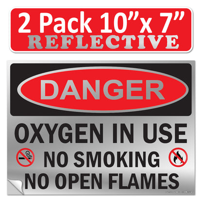 Danger Oxygen In Use No Smoking No Open Flames OSHA WARNING Safety Hazard Label Sign Decal 6 mil Laminated Engineer Grade UV Protected ANSI NFPA Weather Resistant Indoor Outdoor 42664
