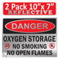 Danger Oxygen Storage No Smoking No Open Flames OSHA WARNING Safety Hazard Label Sign Decal 6 mil Laminated Engineer Grade UV Protected ANSI NFPA Weather Resistant Indoor Outdoor 103927