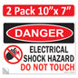 Danger Electrical Shock Hazard Do Not Touch OSHA WARNING Label Sign Decal 6 mil Laminated Engineer Grade UV Protected Red Black White ANSI NFPA Weather Resistant Indoor Outdoor use 127016