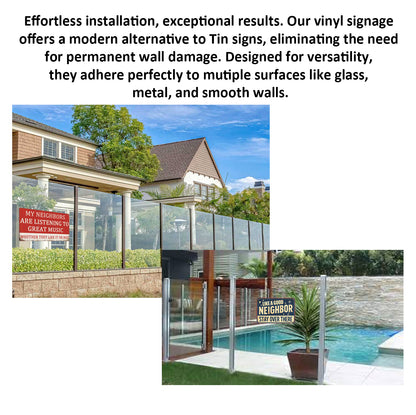 2 Pack  8"x12" Vintage Funny Neighbour Signs Vinyl Laminated Decals "Good Neighbor" & "My Neighbor" Unique Sarcastic Gift Homeowners Fence Home Yard Garden Garage ManCave Wall Art Rustic