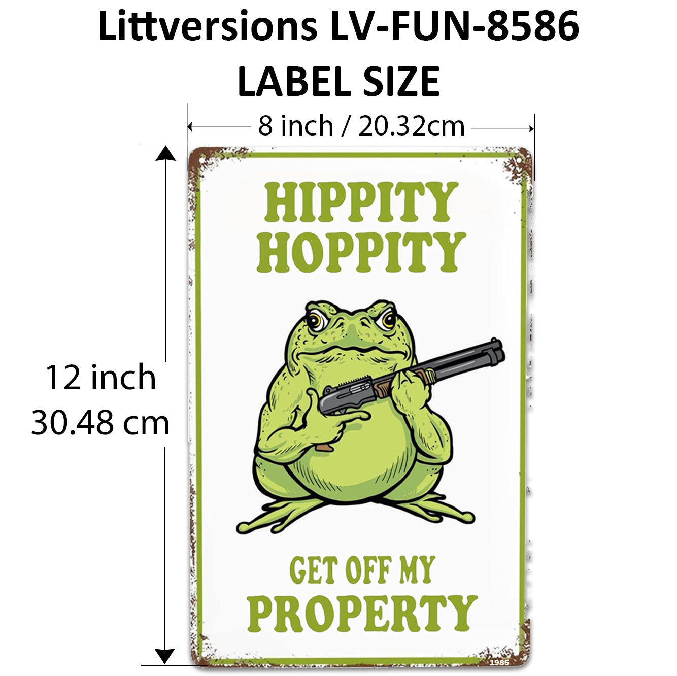 2 Pack  8"x12" Vintage Funny Gun Signs Vinyl Laminated Decals "Turn in Your Weapons" & "Hippty Hoppity Get of Property" Unique Gift Gun Lovers Home Garage ManCave Basement Bar Rustic Art