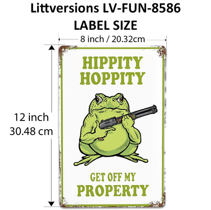 2 Pack  8"x12" Vintage Funny Gun Signs Vinyl Laminated Decals "Turn in Your Weapons" & "Hippty Hoppity Get of Property" Unique Gift Gun Lovers Home Garage ManCave Basement Bar Rustic Art