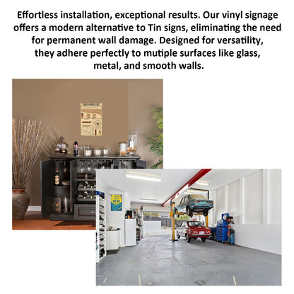 2 Pack  8"x12" Vintage Funny Bar & Workshop Sign Vinyl Laminated Decal "WD-40" & "Cigar Knowledge" Unique Gift for Home Mechanic Shop Garage Basement ManCave Bar Rustic Look Wall Poster