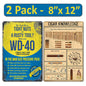 2 Pack  8"x12" Vintage Funny Bar & Workshop Sign Vinyl Laminated Decal "WD-40" & "Cigar Knowledge" Unique Gift for Home Mechanic Shop Garage Basement ManCave Bar Rustic Look Wall Poster