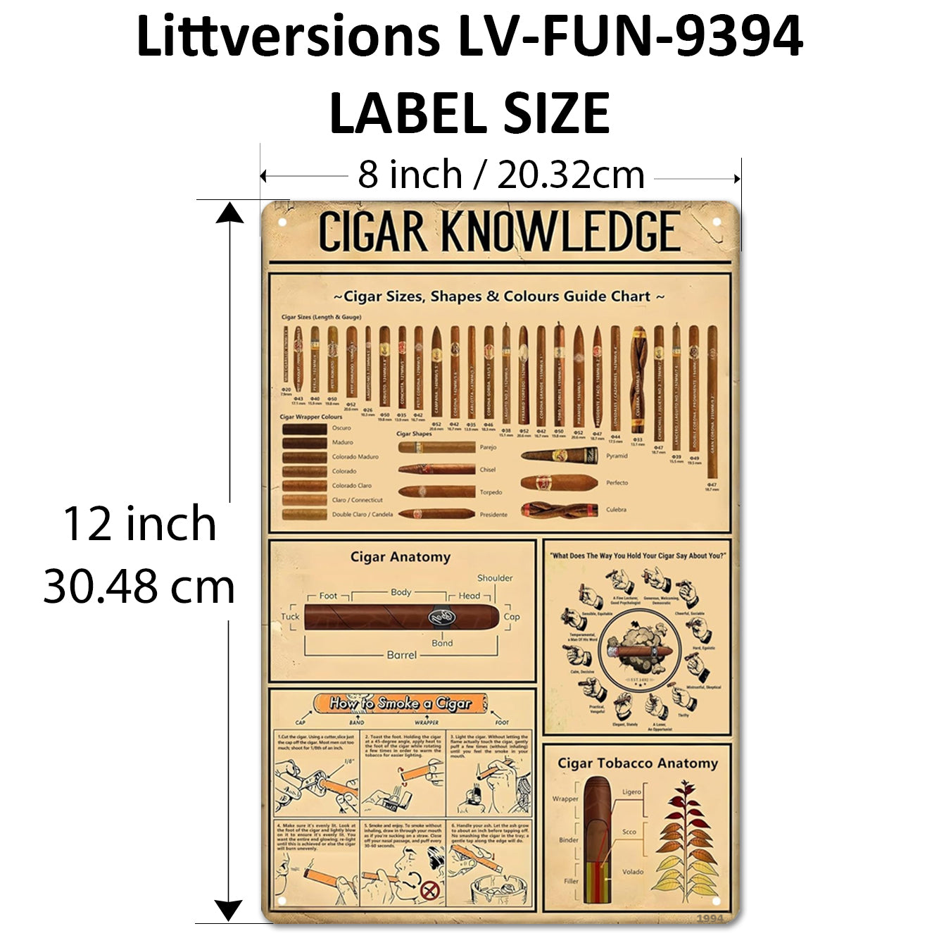 2 Pack  8"x12" Vintage Funny Bar & Workshop Sign Vinyl Laminated Decal "WD-40" & "Cigar Knowledge" Unique Gift for Home Mechanic Shop Garage Basement ManCave Bar Rustic Look Wall Poster