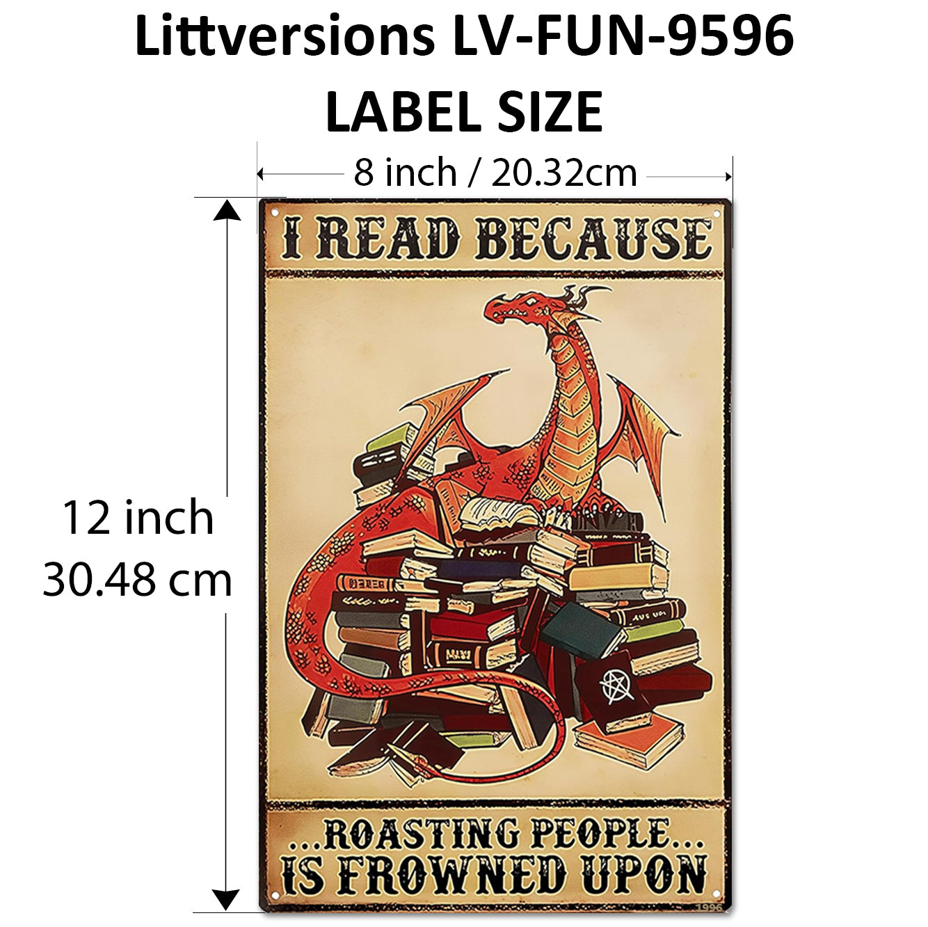 2 Pack  8"x12" Vintage Funny Study Room Sign Vinyl Laminated Decal "Its Not Hoarding" & "I Read Becasue" Unique Gift for Book Lovers Home Cafe Bedroom Library Bookshelf Wall Poster