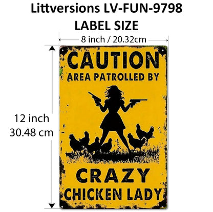2 Pack  8"x12" Vintage Funny Chicken Sign Vinyl Laminated Decal "Crazy Chicken Lady" & "Live Like Someone" Unique Gift for Chicken/Farm Lovers Home Chicken Coop Farmhouse Kitchen