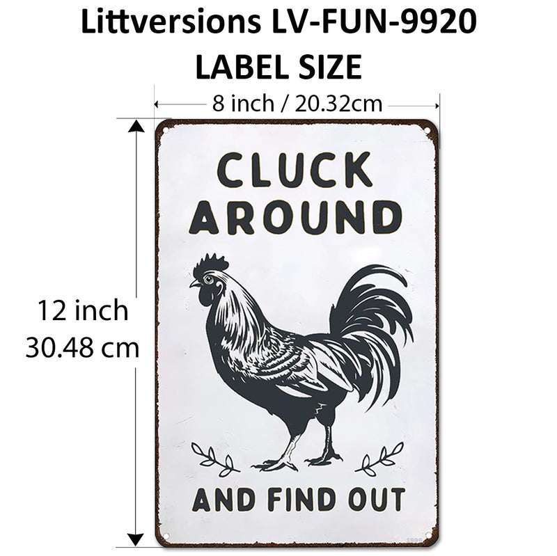 2 Pack  8"x12" Vintage Funny Chicken Sign Vinyl Laminated Decal "Cluck Around" & "Fram Fresh" Unique Gift for Chicken/Farm Lovers Home Chicken Coop Farmhouse Farmstore Kitchen Garden