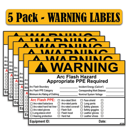 Littversions 5 Pack 4" x 6" Warning Arc Flash Boundary Arc Flash PPE Category Minimum Arc Rating Of Clothing Labels 121079 121080 12295 122976 Sticker Decal Vinyl
