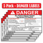 Littversions 5 Pack 4" x 6" Danger Flash Shock Protection Arc Flash Boundary Arc Flash PPE Category 1 Labels 121085 121086 121097 121098 121107 121108 Sticker Decal Vinyl