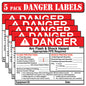 Littversions 5 Pack 4" x 6" Danger Flash Shock Protection Arc Flash Boundary Arc Flash PPE Category 2 Labels 121087 121088 121109 121110 121089 121099 Sticker Decal Vinyl