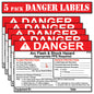 Littversions 5 Pack 5" x 7" Danger Flash Shock Protection Arc Flash Boundary Arc Flash PPE Category 3 Labels 121090 121091 121092 1211101 121102 Sticker Decal Vinyl