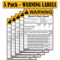Littversions 5 Pack 4" x 6" Warning Shock & Flash Hazard Nominal System Voltage Vac Shock Hazard When Labels 1210820 121081 Sticker Decal Vinyl