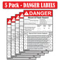 Littversions 5 Pack 5" x 7" Danger Shock & Flash Hazard Nominal System Voltage Vac Shock Hazard When Labels 1210820 121081 Sticker Decal Vinyl