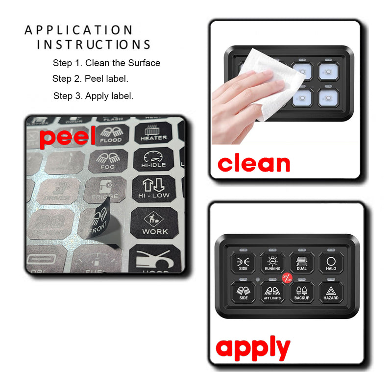 200 Pcs Horizontal AC DC 6/8/12 Gang Switch Control Panel Stickers Labels Vinyl Marine Boat Car Truck RV ATV Camper BA80 GA80 BB80 GB80 BC60 GC60 AR800 AR-820 RC800 RA80 X2