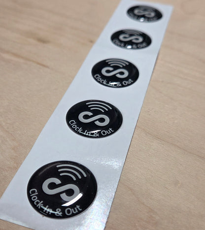5 Pack 1" Black Round Replacement Connecteam Label with Ready to use NFC 213 Tags for Clock in & Out -Rewriteable NFC tag