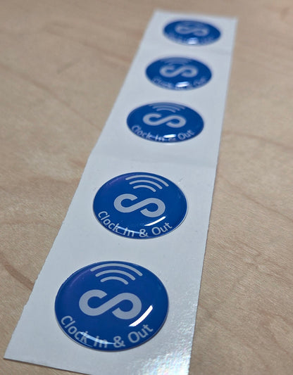 5 Pack 1" Blue Round Replacement Connecteam Label with Ready to use NFC 213 Tags for Clock in & Out -Rewriteable NFC tag