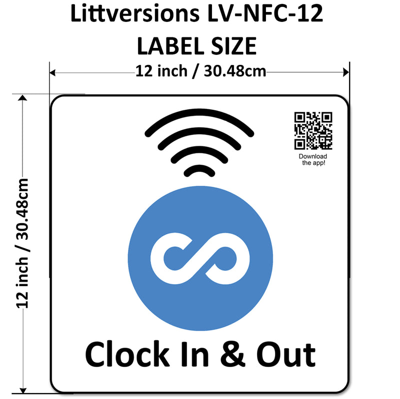 Square Replacement Connecteam Label Black/White 4/8/12" with Ready to use NFC 215 Tags for Clock in & Out -Rewriteable NFC tag (Copy)