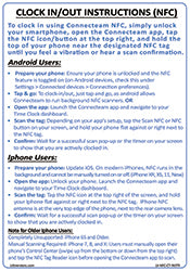 1 Pack 10"x14" Laminated Vinyl Clock in/Out Instructions Label Sign for Using Connecteam App - NFC for Andriod and iPhone Users